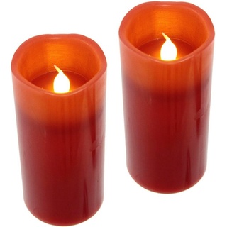 I.GE.A. LED-Kerze Batteriebetriebene LED-Kerzen aus Echtwachs, Höhe ca. 12,5 cm (Set, 2-tlg), flackerndes Stimmungslicht, Stumpenkerze für den Adventskranz rot