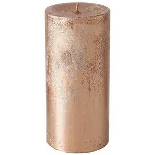 BOLTZE Duftkerze Shiny Stumpenkerze roségold 14cm (1 Stück) rosa