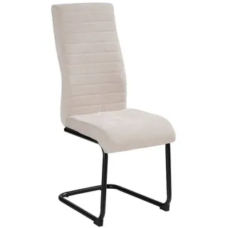Home4You Freischwinger Schwingstuhl, Beige, Webstoff, Metallgestell, mit Quersteppung beige|schwarz|weiß