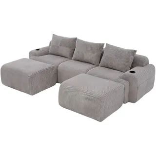 Flora Grace Wohnlandschaft, Hellgrau, Textil, 174x80x268 cm, Wohnzimmer, Sofas & Couches, Wohnlandschaften, Wohnlandschaft U-Form