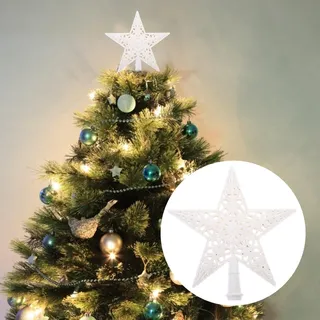 BCOATH Weihnachtsbaumspitze Stern Weiß Aus Kunststoff Leicht Hohle Christbaumspitze FüR Weihnachtsbaum Dekoration Und Festliche Party AtmosphäRe