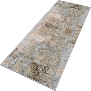Rglxing Teppich Läufer Flur rutschfest Küchenteppich Fußmatte 50X120CM Waschbar Braun Blau Modern Teppichläufer Meterware Schmutzfangmatte Teppichläufer für Flur Küche Eingang Wohnzimmer Schlafzimmer