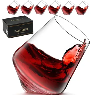 FAHIMEH Rum GläSer, Rotating Whisky Cognac Whiskey GläSer Ohne Stiel Wackelgläser Tasting Weinglas Kristall Tumbler Likörgläser Gin Glas, Personalisiert Männer Geschenke 6er set, 300ml
