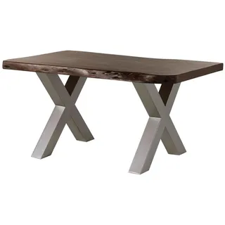 MASSIVMOEBEL24.DE Baumtisch Akazie 140 x 90 x 77 cm braun lackiert