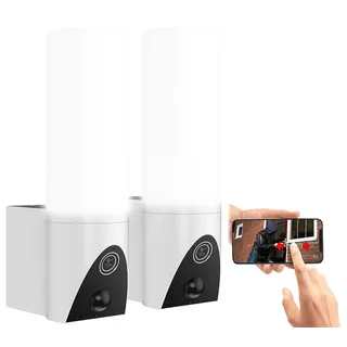 VisorTech Außenwandleuchte LED 26,0 cm 2er Set weiß