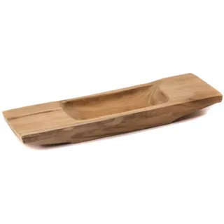 CREEDWOOD TEAK HOLZ SCHALE Barco 40 | Teakholz, 40 cm | Servierschale, Dekoschale, Naturholz Schale, Holztablett, längliche Obstschale, Serviertablett, Deko Tablett