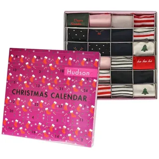 Hudson Basicsocken Christmas Calendar (1-Paar) Adventskalender mit 13 Paar exklusiven Hudson Socken bunt 35-38