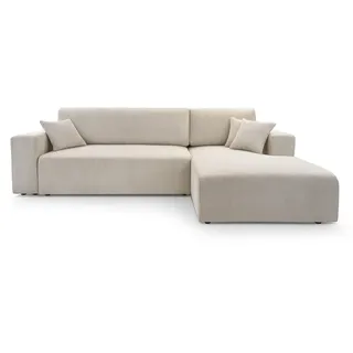 Luxkor24 Ecksofa, Beige, Kunststoff, Ottomane rechts, L-Form,L-Form, 279x187 cm, Wohnzimmer, Sofas & Couches, Wohnlandschaften, Ecksofas