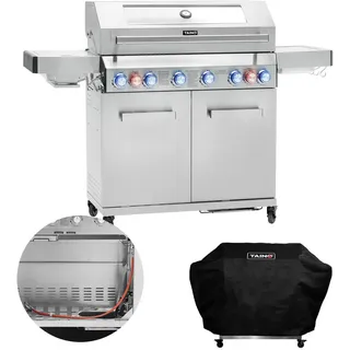 Taino Gasgrill, Silber, Metall, 159x117x55 cm, Grills & Outdoor-Küchen, Gasgrills