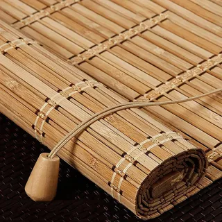 DUYULIANG Bambus Rollo Ohne Bohren Anpassbar, Bambusrollo Outdoor, Lichtfilterung/Wasserdicht/Anti-UV, 50-115cm Breit Sichtschutz Sonnenschutz Jalousie Tür, Für Terrasse/Garten/Fenster/Tür/Küche