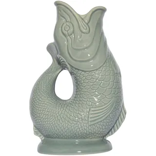 Gluckigluck Karaffe Original Gluggle Jug – das glucksende Original! Wasserkaraffe Fisch Vase Keramikkrug in Fisch-Form | 1,3 L | Sage