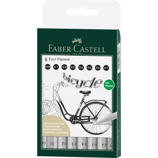Faber-Castell 166008 Fineliner Ecco Pigment 8er Etui, schwarz
