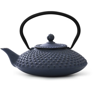 Bredemeijer Flache Blaue gusseiserne Teekanne 1.25 Liter Xilin mit Edelstahlfilter