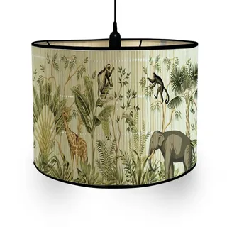 FANSU Lampenschirm fuir Tischlampe, Tier- und Pflanzendruck Lampenschirm Hängelampe Lampenabdeckung für Stehlampe Tischlampe Deckenleuchte Wohnzimmer Moderner Deko (Elefant)