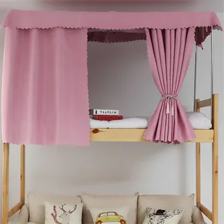 FANSU Volltonfarbe Etagenbett Vorhang, Bettvorhang Hochbett Etagenbett Blackout Staubdicht Privatsphäre Bett Vorhang Vorhänge Moskitonetz für Schlafzimmer Kinderzimmer (Rosa,2x1.5m-1pc)