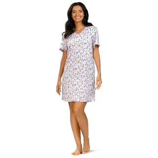 comtessa Nachthemd Comtessa Damen Nachtemd Kurzarm Mauve Blumen (1-tlg) Nachthemd mit Rispenblumen lila 58