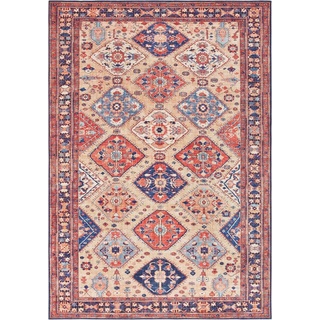 Teppich Afghan Kelim, ELLE DECORATION, rechteckig, Höhe: 5 mm, Orient Optik, Vintage Design, gekettelt, kräftige Farben rot 200 cm x 290 cm x 5 mm