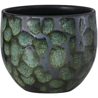 Dehner Übertopf Neyla, handgefertigter Indoor Blumentopf, Ø außen 15 cm/innen 13.4 cm, Höhe 13 cm, Keramik, grün