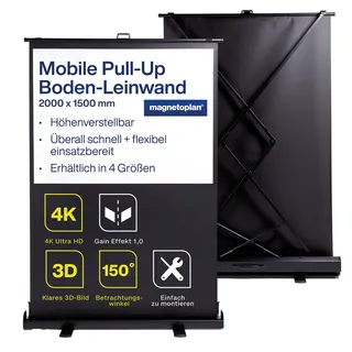 Magnetoplan mobile Pull-Up Bodenleinwand 200 x 150 cm, 4:3