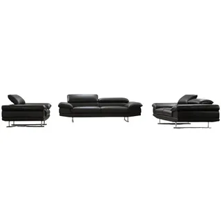 Salottini 3-2-1 Garnitur Leder 3-Sitzer + 2-Sitzer + Sessel Schwarz