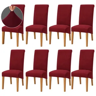 MOPUEA Sesselhusse Stuhlhusse Stuhlbezug Samt Stretch Hülle Esszimmer Schwingstuhl, Für Esszimmer, Abnehmbaren Stuhl Schutz Für Küche, Hotel rot
