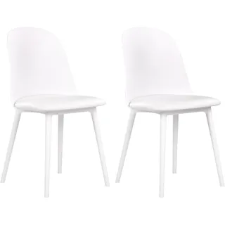 Beliani Esszimmerstuhl FOMBY Kunstleder weiß 2er Set