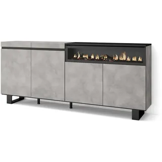 SKRAUT HOME Sideboard,, Grau, Holzwerkstoff, Rechteckig, 35x87x200 cm, Wohnzimmer, Kommoden - Sideboards, Sideboards