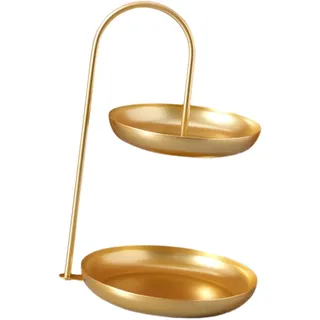 2-stöckige Obstschale Aus Eisen, Wasserdichte, Mehrstöckige Aufbewahrungsschale Für Couchtisch Und Partys, Gold