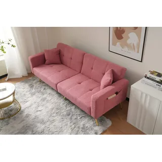 Furnishings Home Schlafsofa Schlafsofa verstellbarem Winkel Kissen und seitlichen goldenen Beinen, 1 Teile, Holzrahmen für den täglichen Gebrauch macht 175*64*72cm rosa