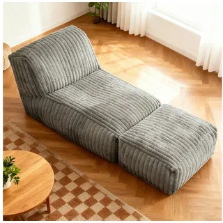 OKWISH Sofa Einzelsofa, Wohnzimmer Sofa, Modulares Bodensofa mit Chaise Longue, wandelbares Relax- und Schlafsofa grau