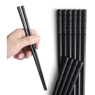 Aoosy Essstäbchen 5 St. Fiberglas Schwarz