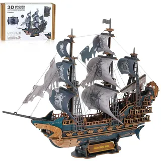 WEBYEARO 3D Puzzle Erwachsene, Vintage Piratenschiff Bausätze für Erwachsene, DIY 3D Holzpuzzle Segelboot Modell als Dekoration für Schreibtisch Regal, 3D Puzzle für Piratenfans und Bastelfreunde