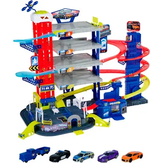 MAJORETTE Super Chase Center mit Spielzeugautos, Zug, Aufzug, Licht & Sound, Auto Spielzeug ab 5 Jahren - 212059984