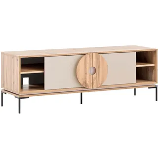 Schildmeyer Looks by Wolfgang Joop Lowboard mit Griffapplikation, Eiche Landhaus mit cremebeige, Holzwerkstoff, 154.6 x 45 x 53.7 cm, 701822