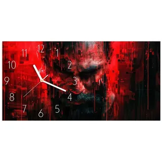 Primedeco Wanduhr Glasuhr Wandkunst Größe 60 x 30 cm mit Motiv Abstrakte Digital Kunst