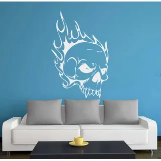 Indigos UG - Wandtattoo Wohnzimmer - Wandaufkleber Totenkopf Skull Schädel Bone 96x63cm, silber w355 - Aufkleber Kinderzimmer Schlafzimmer Küche Badezimmer Büro Dekoration