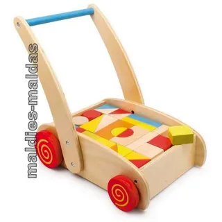 Lauflernwagen mit Bauklötze NEU/OVP Spielwagen 2695 massiv Holz Lauflernhilfe