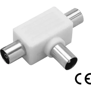 ORSEM Zweigeräte Antennen Verteiler T-Kupplung IEC 1x Koax-Stecker zu 2x Koax-Buchse T-Adapter für TV, Radio DAB | DAB+ | DVB-T/T2 | UKW | FM Weiß