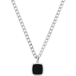 Amor Kette mit Anhänger quadratisch Edelstahl Schwarz / Achat
