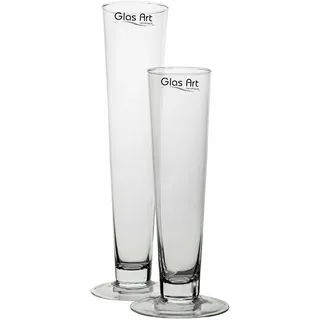 Glas-vase mit Fuß Glasvase Dekovase Höhe 30/40cm, Wohnzimmer Fensterbank (40x10cm)