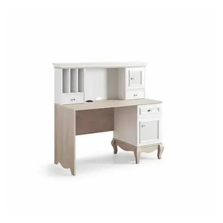 JVmoebel Kinderschreibtisch Sekretär im Landhaus-Design aus Holz in Weiß und Beige, Made in Europa beige|braun