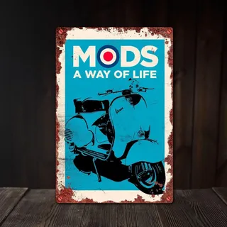 Retro Mod Plaque, Vintage Vespa Wandschild, Aluminium Wanddekoration Retro Blechschild Zoll, De15Aa160 Retro Metall-Blechschild 20,3 x 30,5 cm