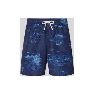 Badehose mit elastischem Bund und Tunnelzug, Marine, XXL