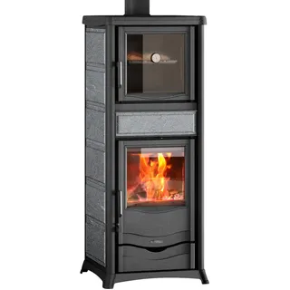 La Nordica Rossella Plus Forno 165 Speckstein Kaminofen 9,4 kW Holzofen mit Backfach Ø130 mm Rauchrohranschluss Oben externer Zuluftanschluss