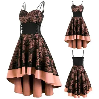 YEBIRAL Damen 1950er Vintage Retro Rockabilly Kleider Elegant Spitzenkleid Hochzeit Ärmellos Cocktail Abendkleider - XXL