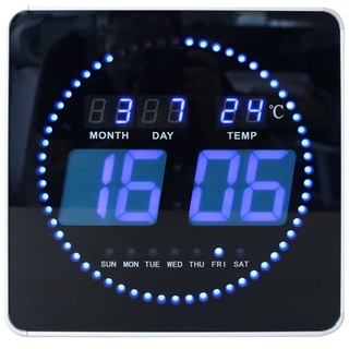 unilux Uhr UNiLUX LED-Wanduhr FLO LED, mit Datum/Temperatur, schwarz