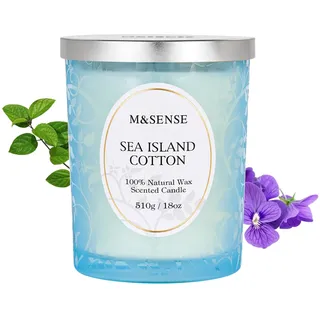 M&SENSE Duftkerze Groß 510g, Zitronen Moschus Duftkerzen im Glas,100h Lang Brennende, Knisternder Docht Kerze, Holzdocht Kerzen, Natürliche Vegane Sojawachs Duftkerzen für Männer und Frauen