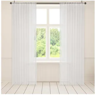 Asphald Gardine Store Voile Weiß 1:2 1er Falte 90 mm Vorhang diversen Höhen Breiten (1 St), Faltenband, transparent, St.Br 400cm f.Breite 200cm weiß 400 cm x 260 cm