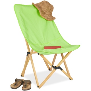 Relaxdays Liegestuhl Holz, klappbarer Butterfly Chair, HBT 93 x 52 x 72 cm, innen & außen, Campingstuhl mit Tasche, grün