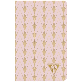 Clairefontaine 193496C Notizbuch Neo Deco Frühlings Sommer Kollektion, mit Fadenbindung, 9 x 14cm, 48 Blatt, liniert, 90g, elfenbeinfarbiges Papier, 1 Stück, Rosa Perlmutt / Zenith